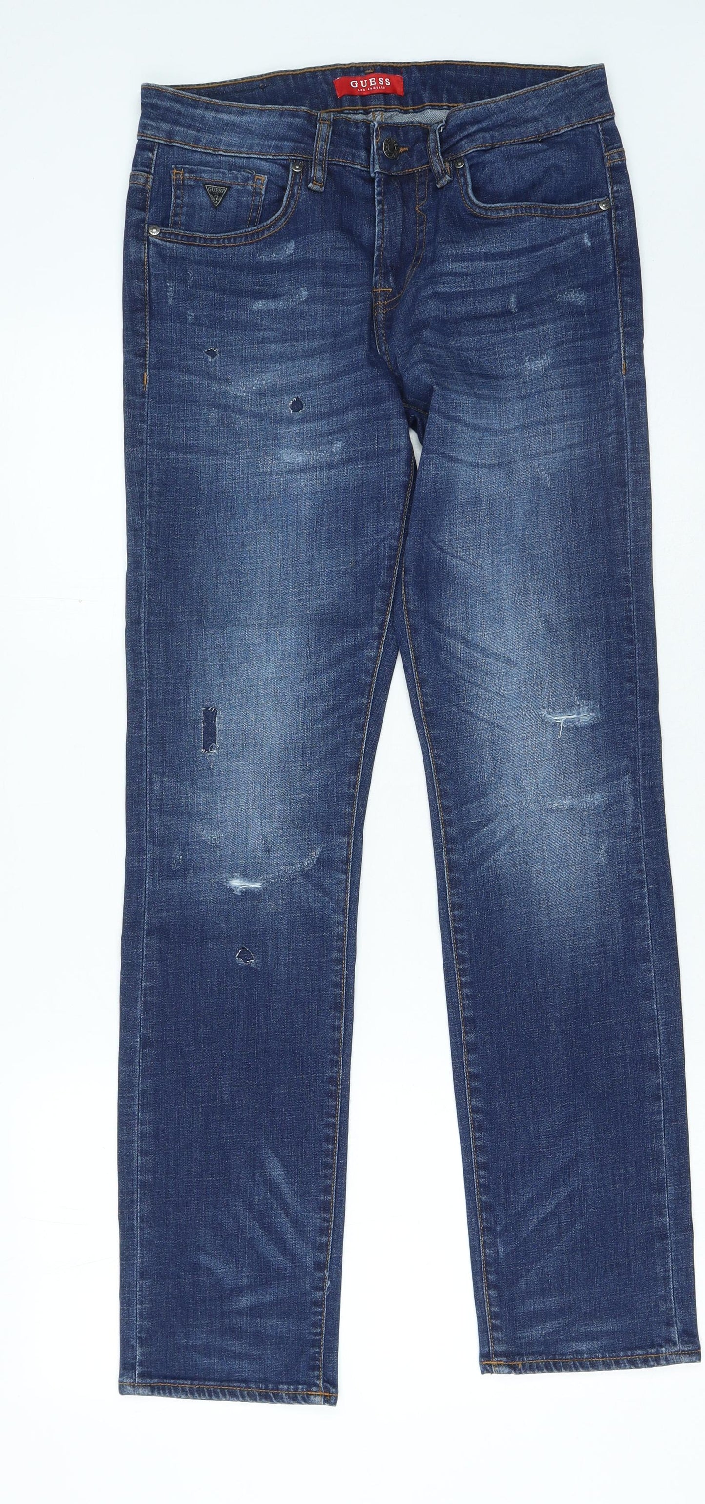 GUESS Womens Blue Cotton Straight Jeans Size 32 in L28 in Regular Zip