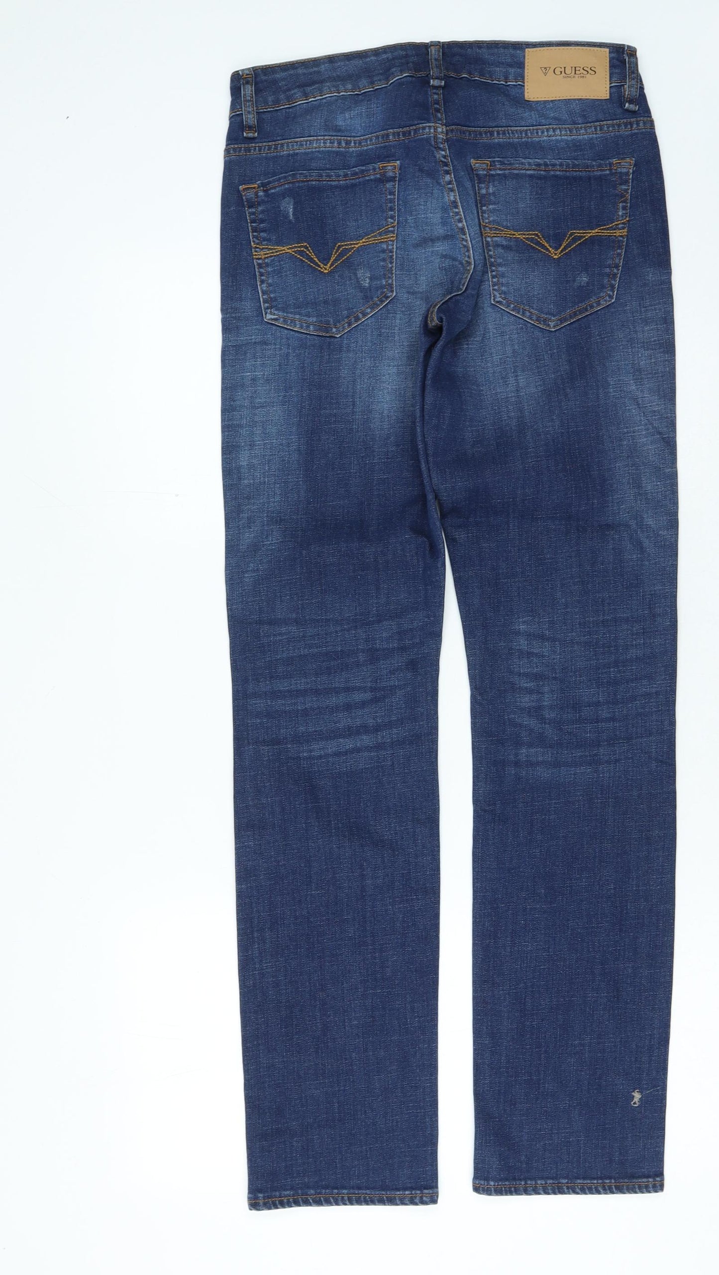GUESS Womens Blue Cotton Straight Jeans Size 32 in L28 in Regular Zip