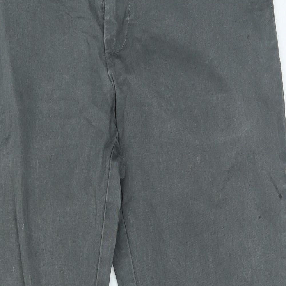 Marks and Spencer Mens Grey Cotton Straight Jeans Size 34 in L28 in Regular Zip