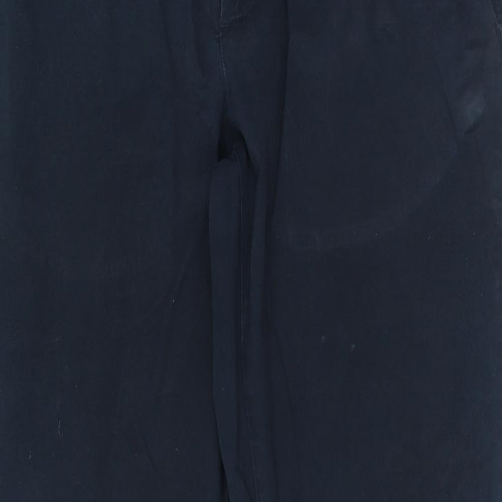 Marks and Spencer Mens Blue Cotton Trousers Size 36 in L31 in Regular Zip