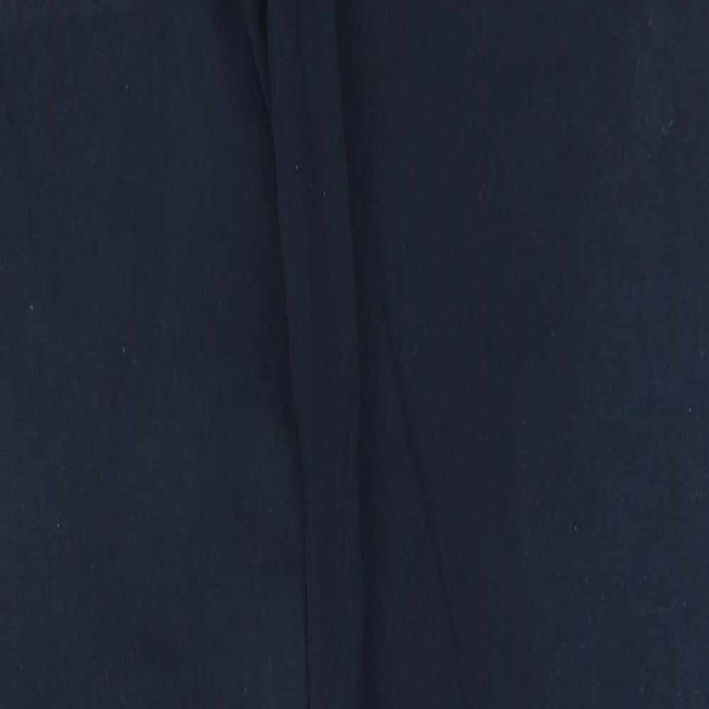 Marks and Spencer Mens Blue Cotton Trousers Size 36 in L31 in Regular Zip