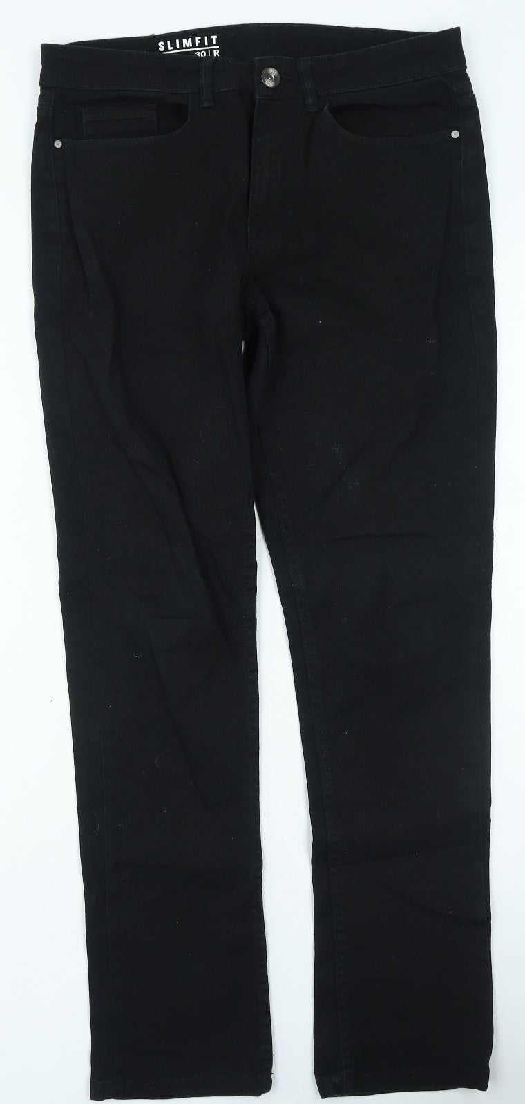George Womens Black Cotton Straight Jeans Size 30 in L29 in Regular Zip