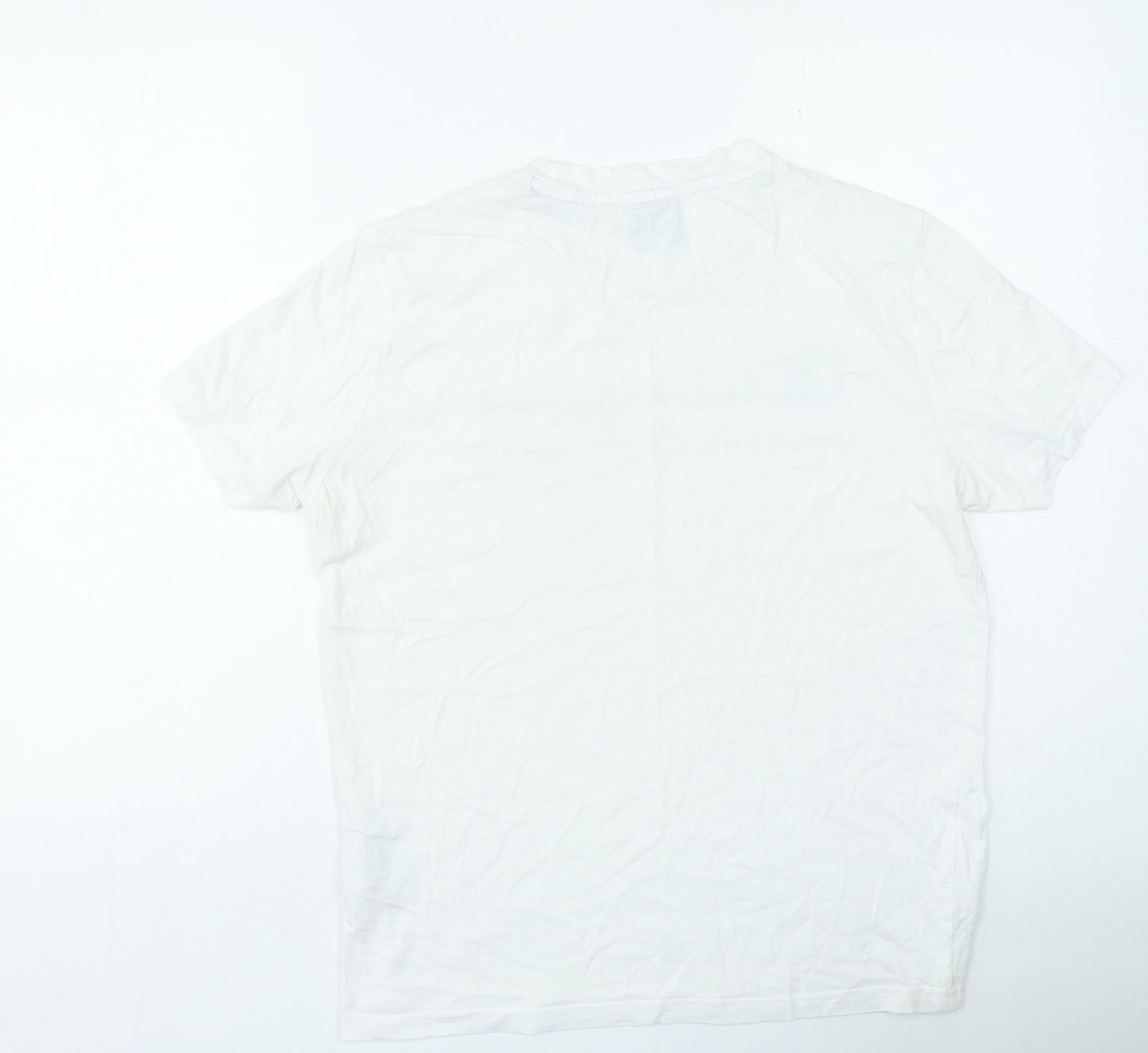 Champion Mens White Cotton T-Shirt Size S Round Neck