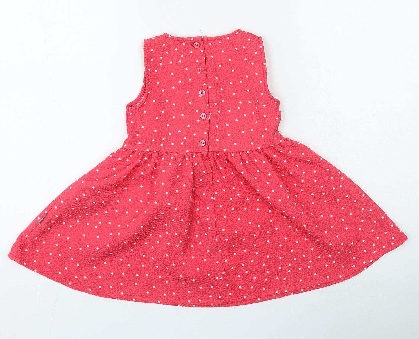 name it Girls Pink Spotted Polyester Fit & Flare Size 2-3 Years Round Neck Button