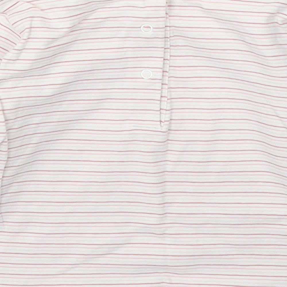 NEXT Girls Pink Striped Cotton Basic Casual Size 12-18 Months Round Neck Snap