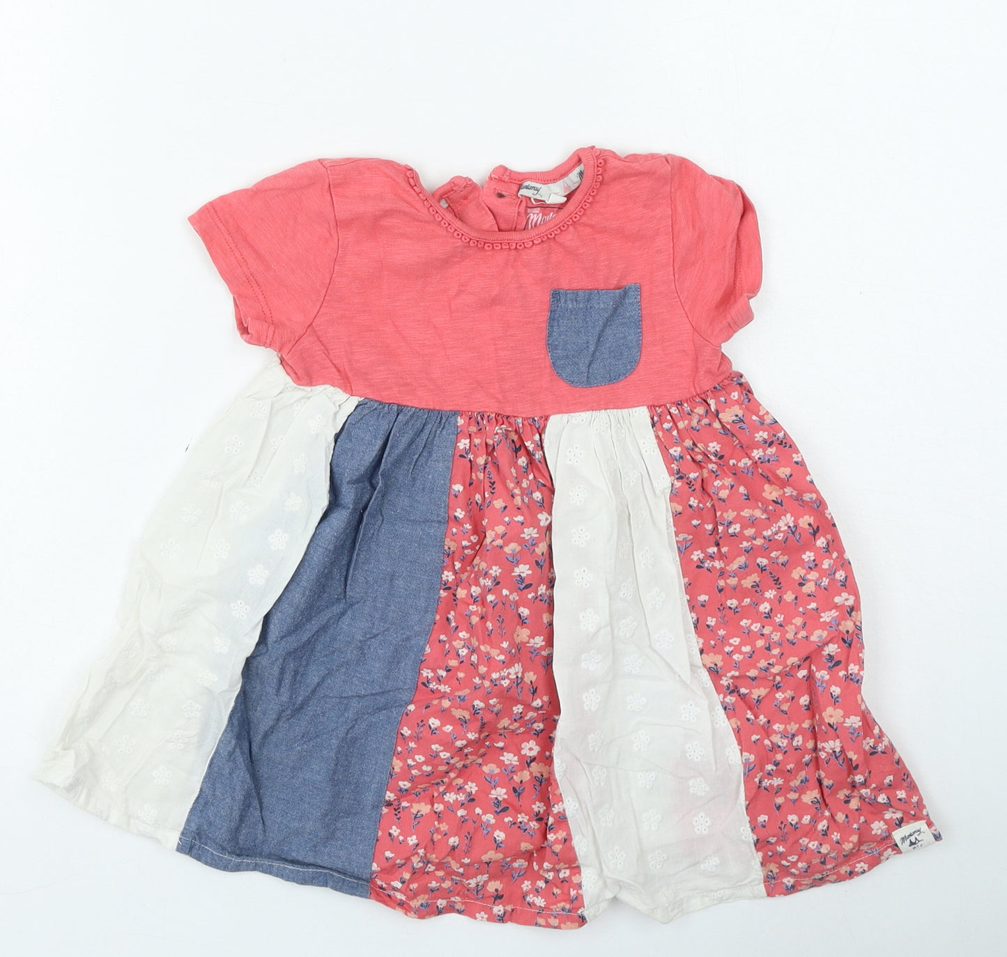 Mantaray Girls Multicoloured Floral Polyester Fit & Flare Size 12-18 Months Round Neck Button