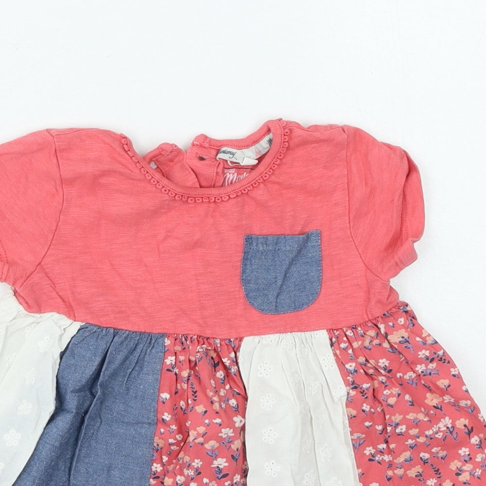 Mantaray Girls Multicoloured Floral Polyester Fit & Flare Size 12-18 Months Round Neck Button