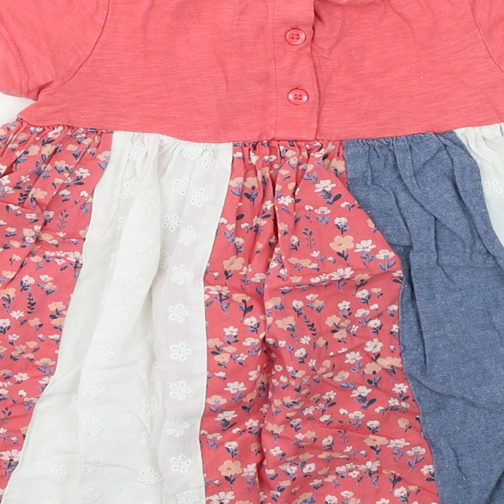 Mantaray Girls Multicoloured Floral Polyester Fit & Flare Size 12-18 Months Round Neck Button