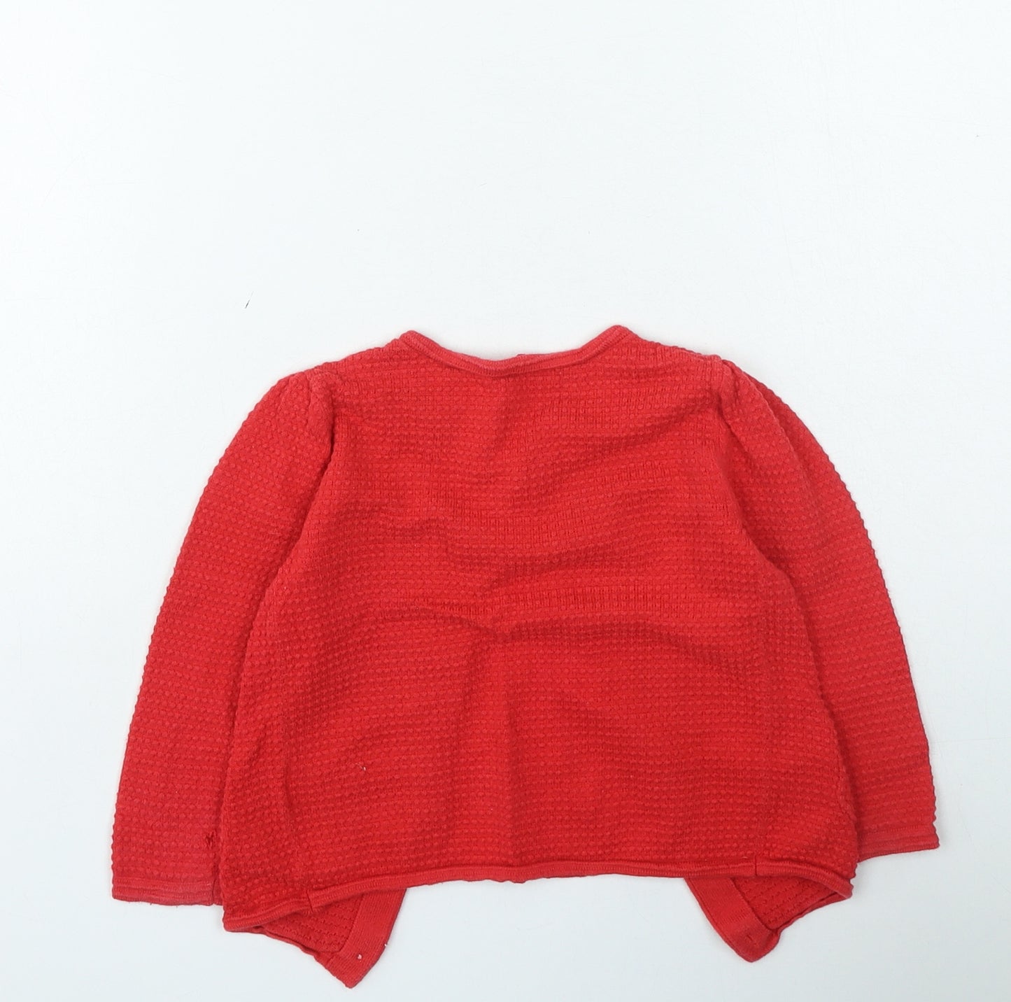TU Girls Red Floral Cotton Cardigan Jumper Size 12-18 Months Button