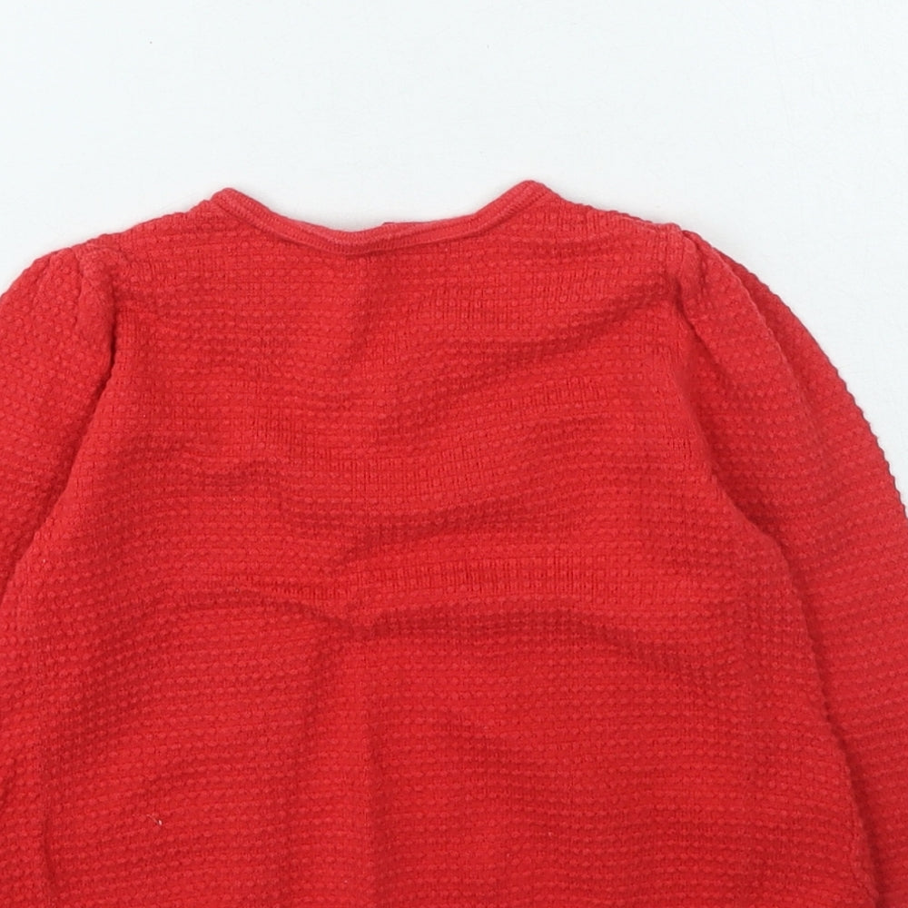 TU Girls Red Floral Cotton Cardigan Jumper Size 12-18 Months Button