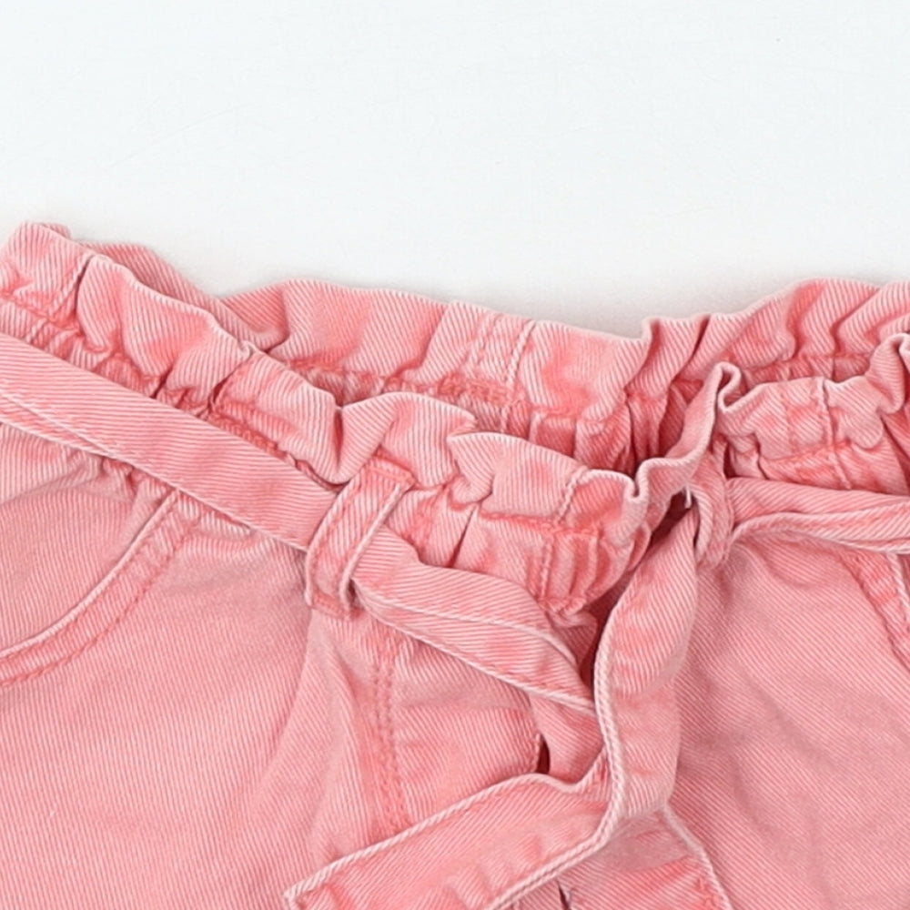 NEXT Girls Pink Cotton Paperbag Shorts Size 2-3 Years Regular Tie