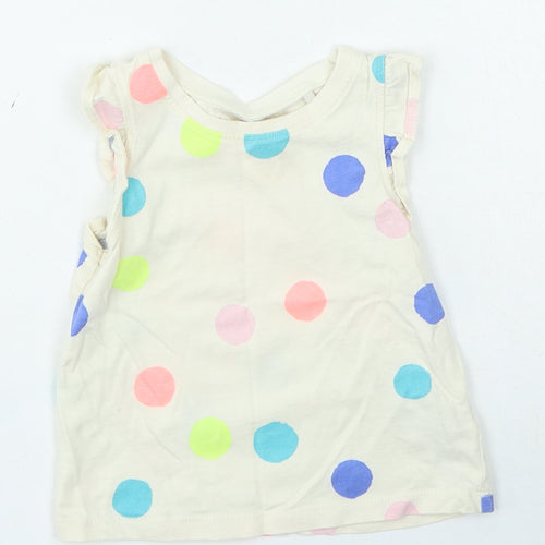 NEXT Girls Beige Spotted Basic Tank Size 12-18 Months Round Neck Pullover