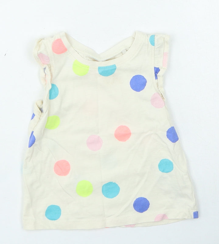 NEXT Girls Beige Spotted Basic Tank Size 12-18 Months Round Neck Pullover