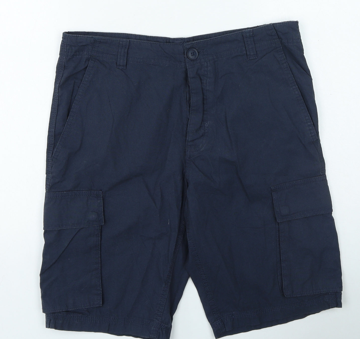 French Connection Mens Blue Cotton Cargo Shorts Size 30 in L12 in Regular Zip