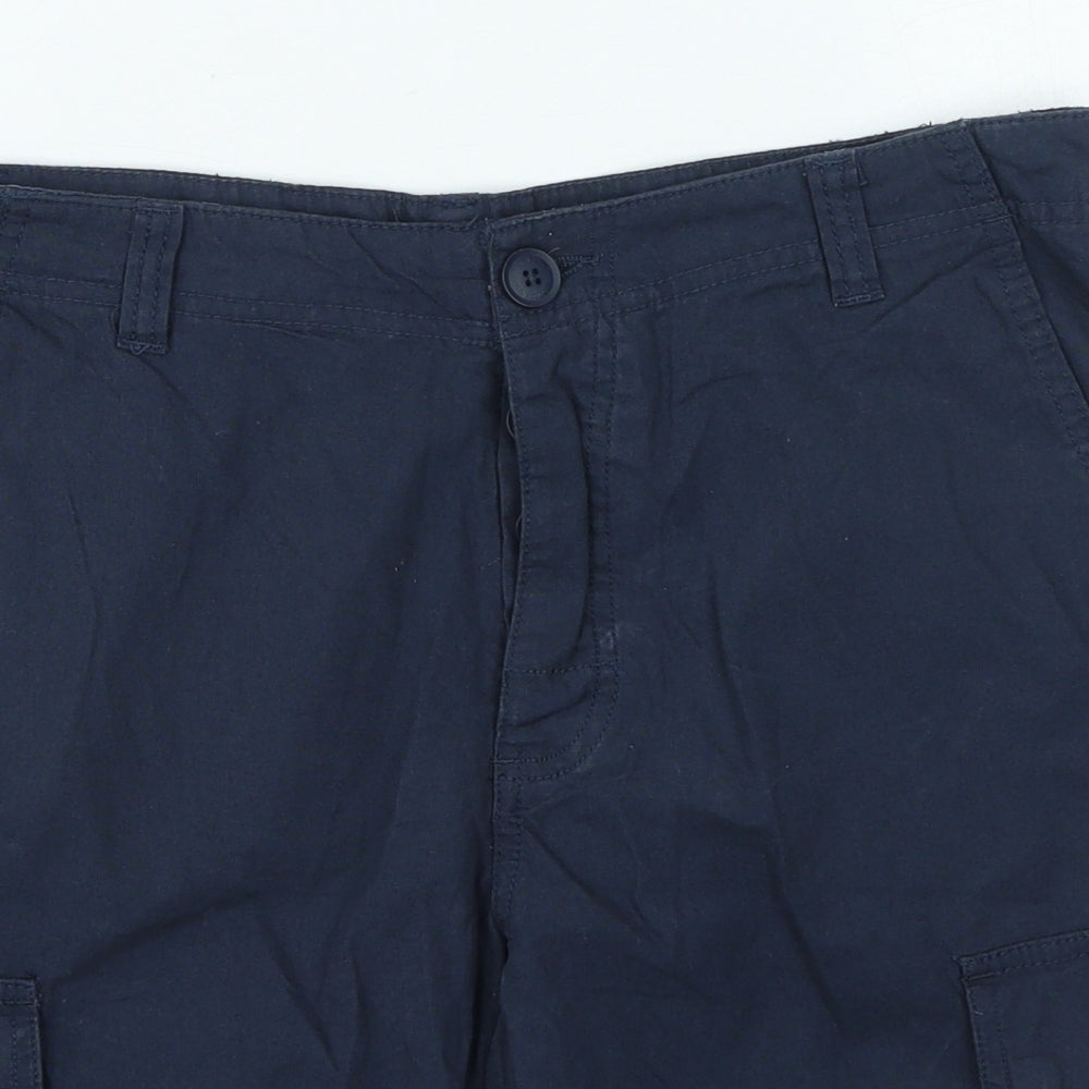 French Connection Mens Blue Cotton Cargo Shorts Size 30 in L12 in Regular Zip