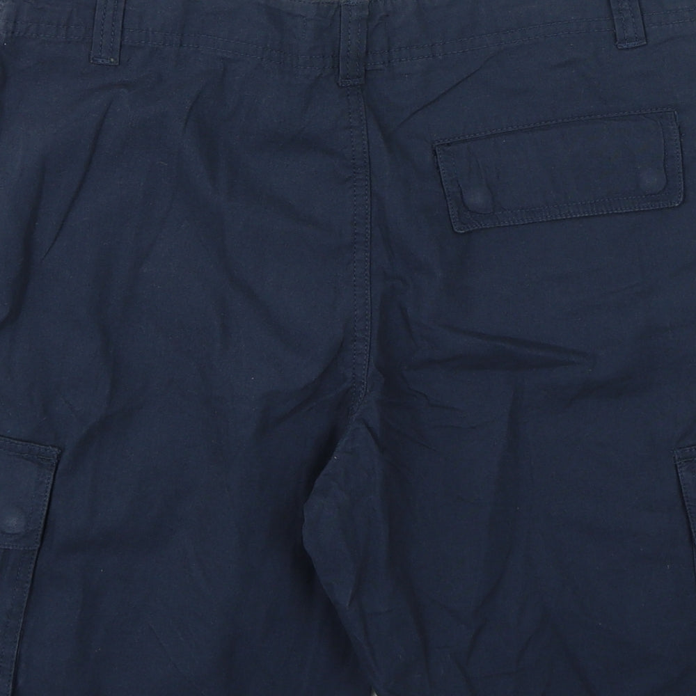 French Connection Mens Blue Cotton Cargo Shorts Size 30 in L12 in Regular Zip