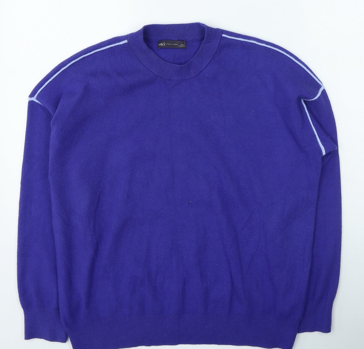 Marks and Spencer Womens Purple Round Neck Viscose Pullover Jumper Size L