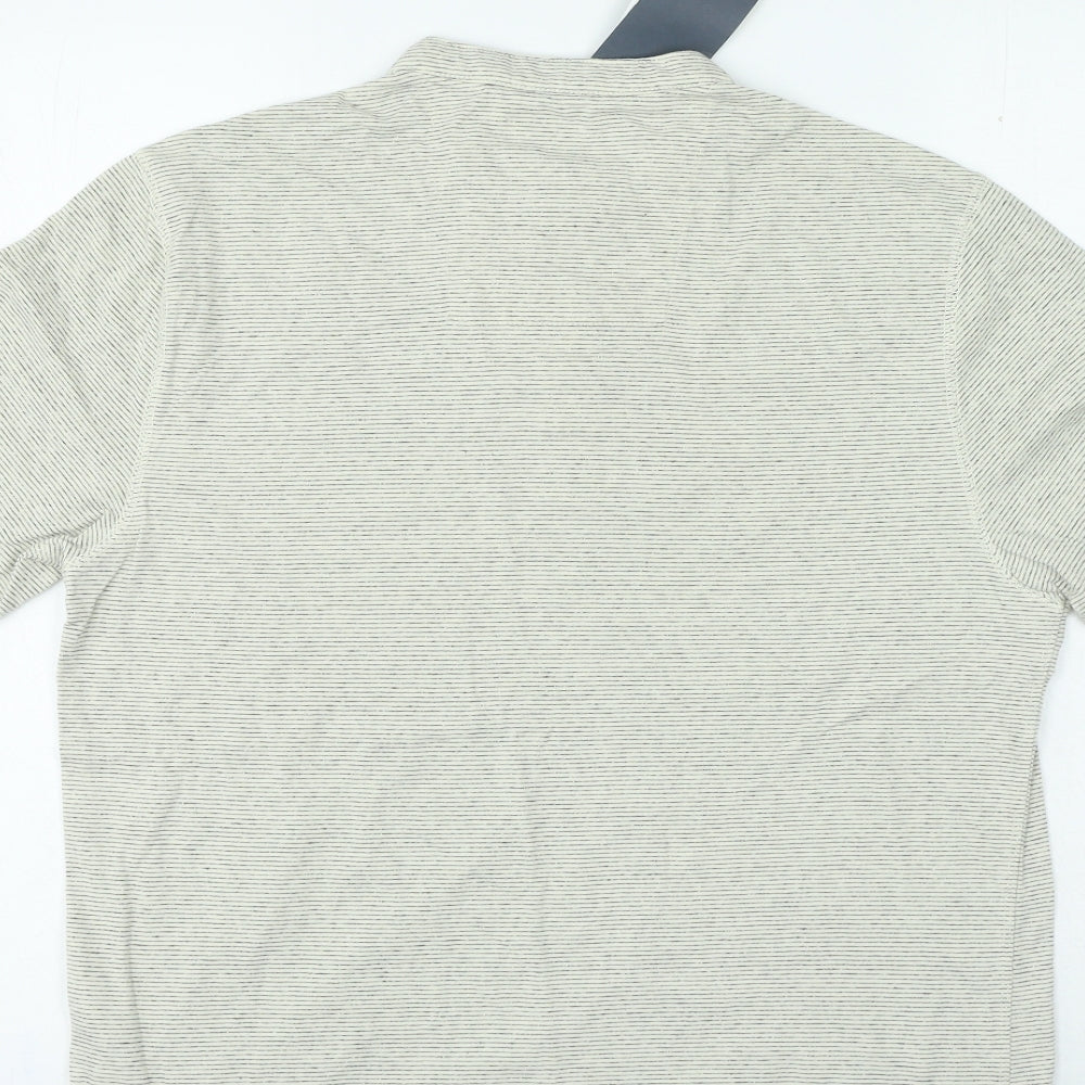 George Mens Beige Cotton T-Shirt Size M Henley