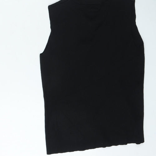 River Island Girls Black Vinyl Basic Tank Size 11-12 Years V-Neck Pullover