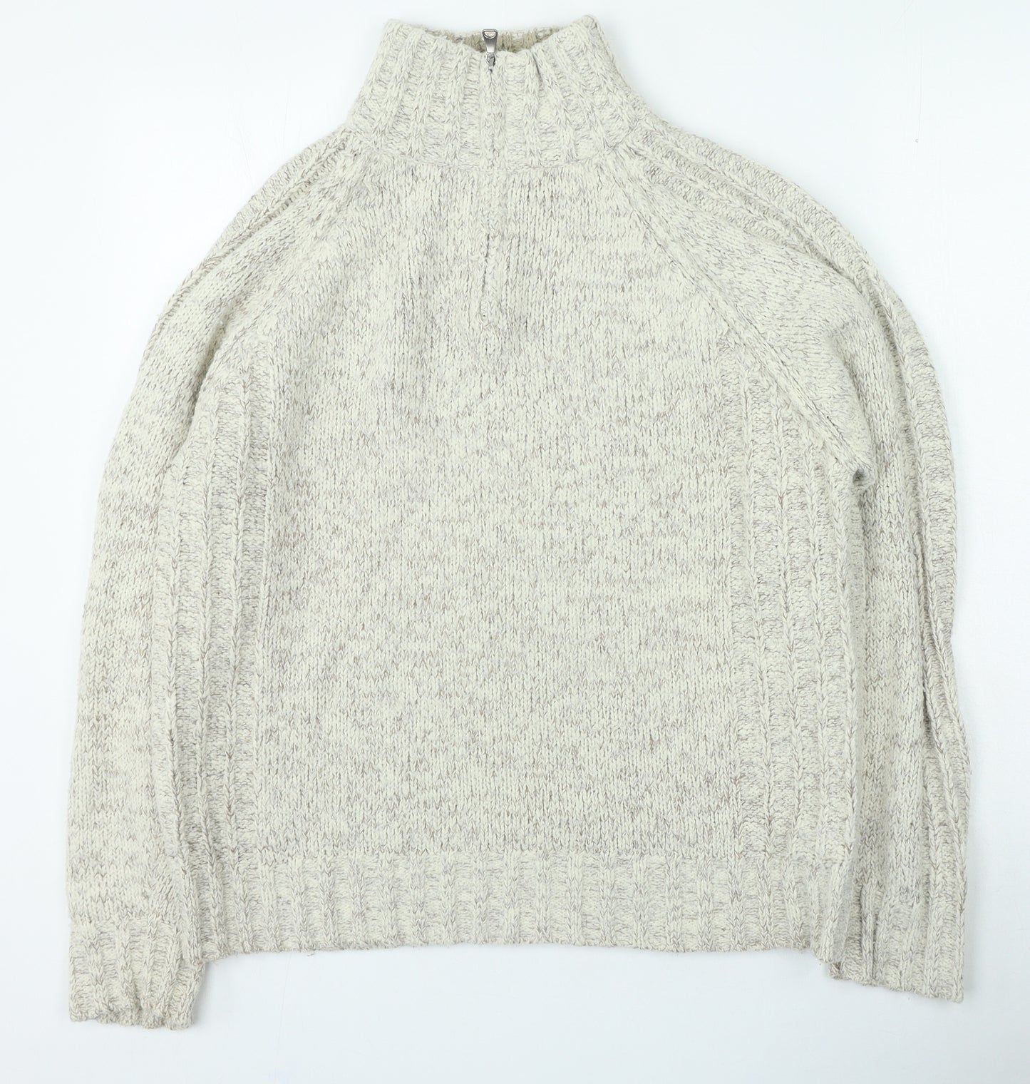 Marks and Spencer Mens Beige High Neck Acrylic Pullover Jumper Size M