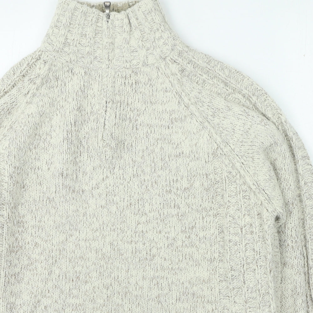 Marks and Spencer Mens Beige High Neck Acrylic Pullover Jumper Size M