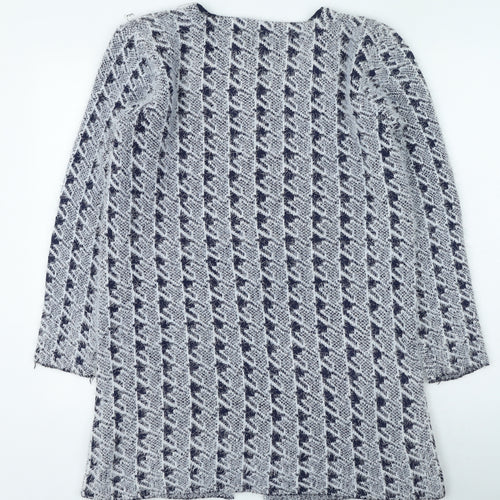foglie rosse Womens Grey Round Neck Geometric Acrylic Cardigan Jumper Size M