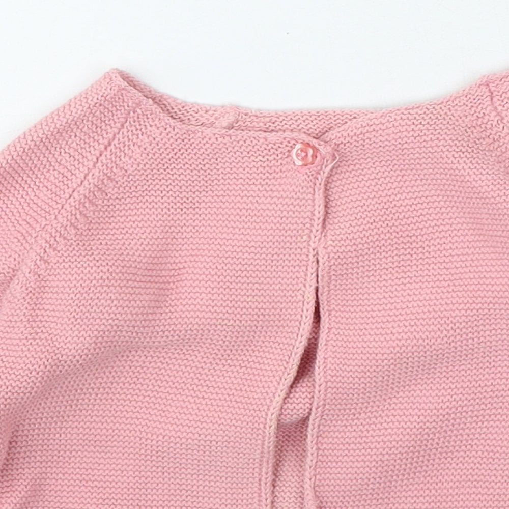 Dunnes Stores Girls Pink Cotton Cardigan Jumper Size 12-18 Months Button