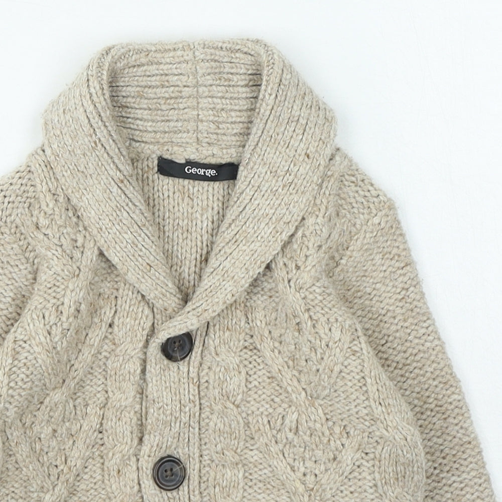 George Boys Brown V-Neck Polyester Cardigan Jumper Size 2-3 Years Button