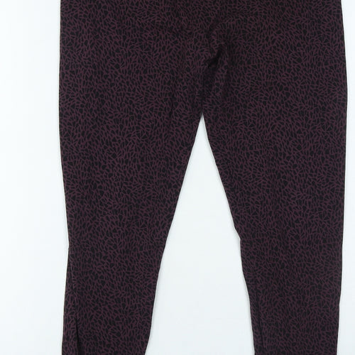 Marks and Spencer Womens Purple Geometric Cotton Jegging Leggings Size 16 L25 in