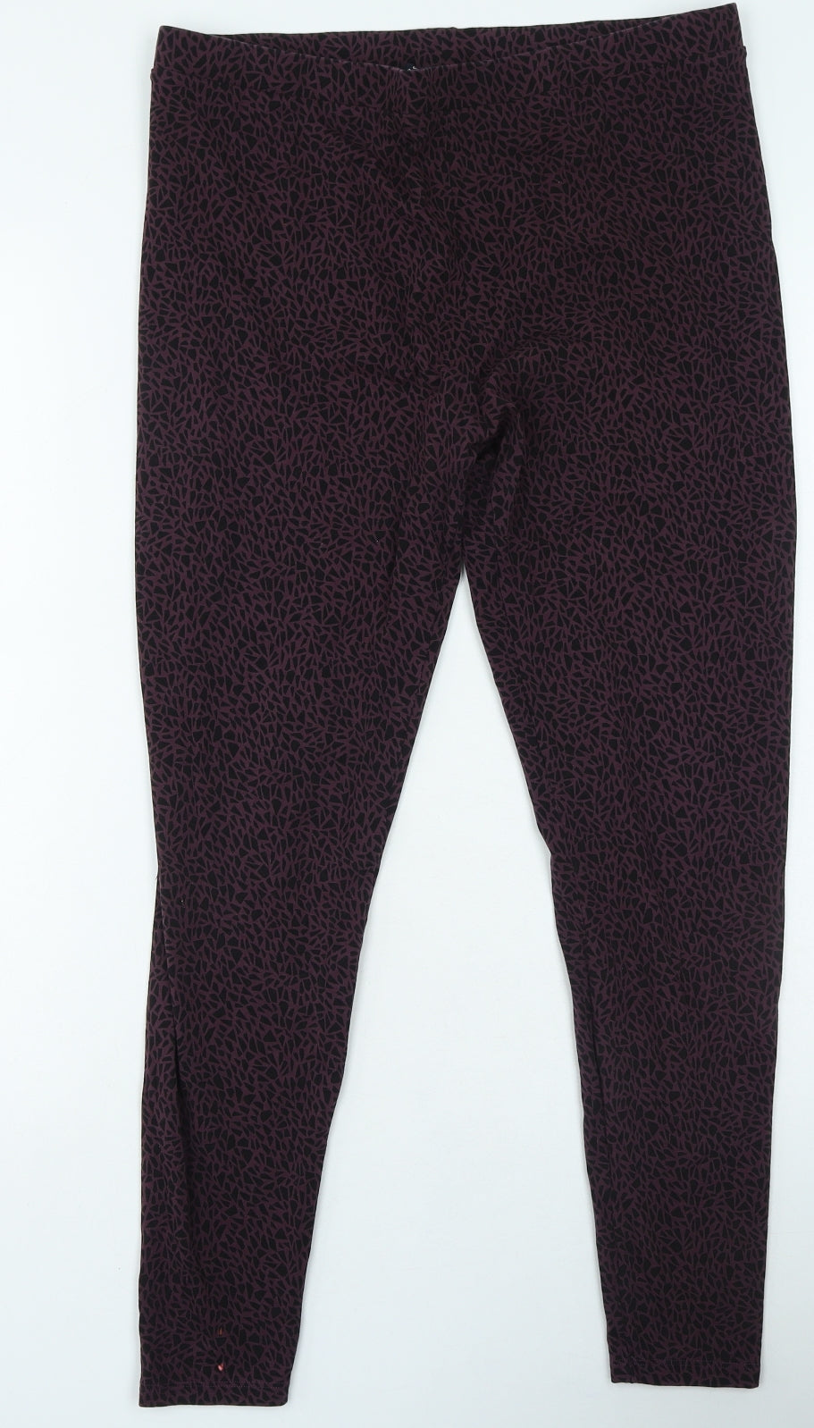 Marks and Spencer Womens Purple Geometric Cotton Jegging Leggings Size 16 L25 in