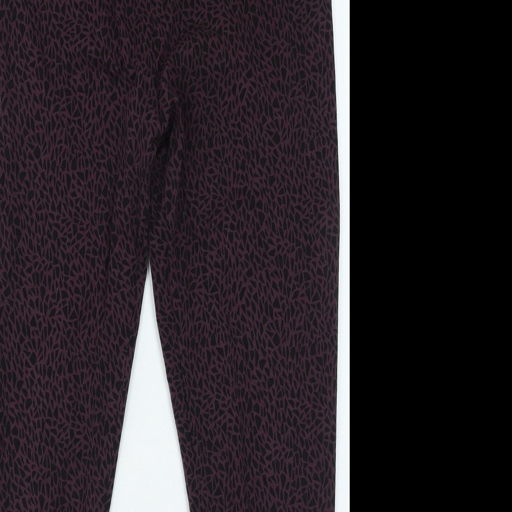 Marks and Spencer Womens Purple Geometric Cotton Jegging Leggings Size 16 L25 in