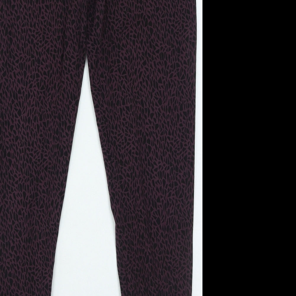 Marks and Spencer Womens Purple Geometric Cotton Jegging Leggings Size 16 L25 in