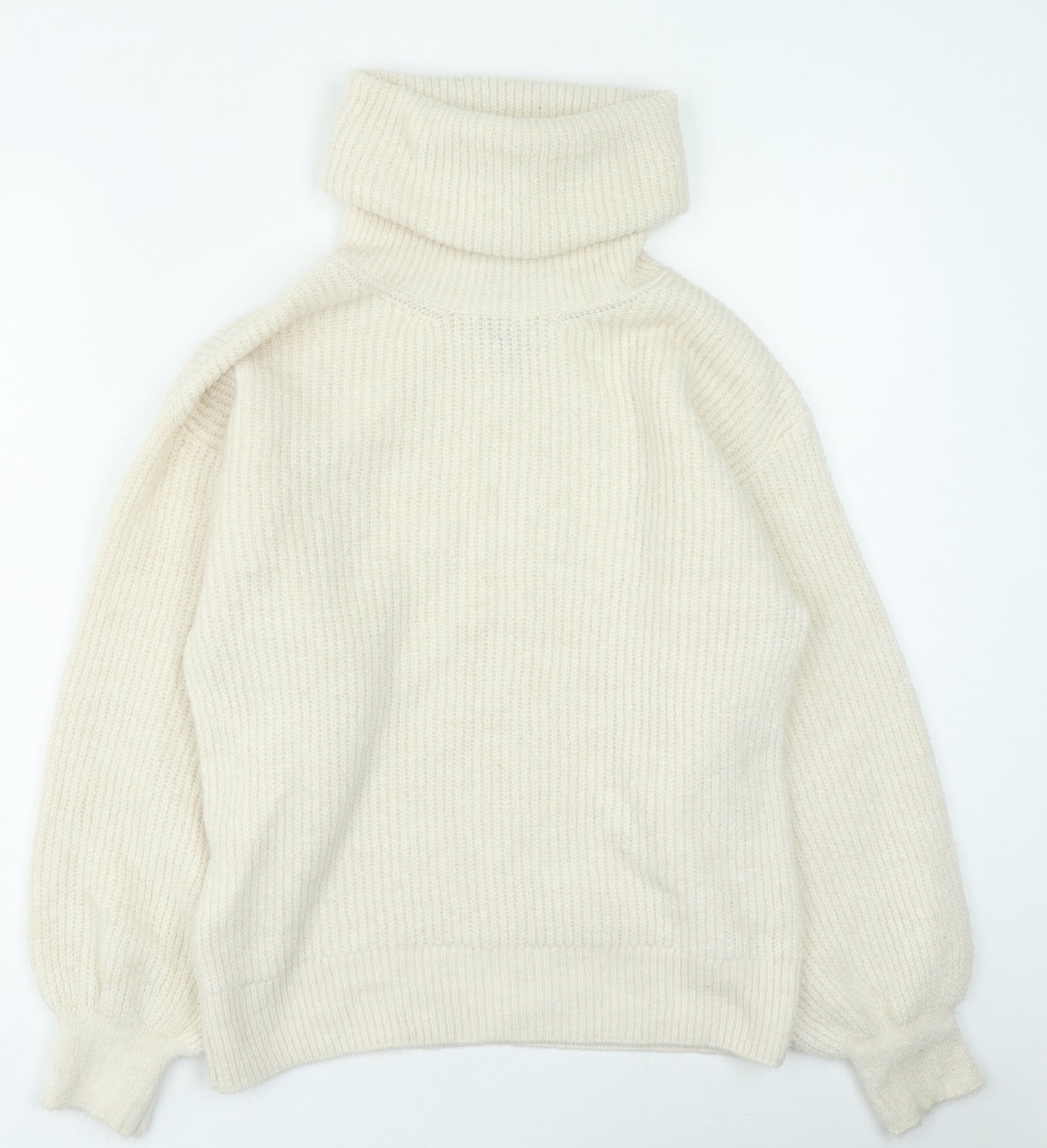 Gallery Womens Beige Roll Neck Acrylic Shrug Jumper Size S
