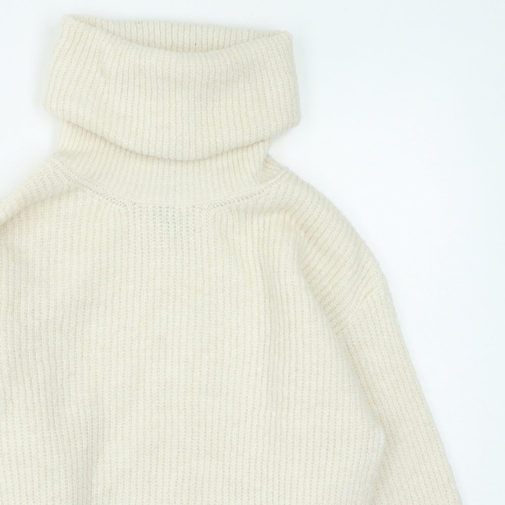 Gallery Womens Beige Roll Neck Acrylic Shrug Jumper Size S