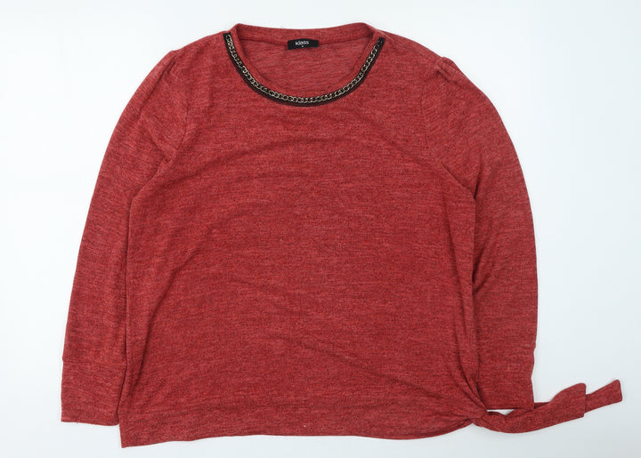 Klass Womens Orange Round Neck Viscose Pullover Jumper Size XL