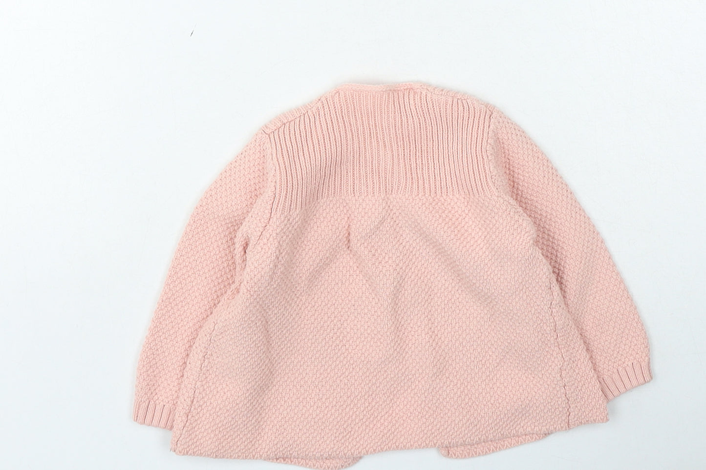 Marks and Spencer Girls Pink Cotton Cardigan Jumper Size 9-12 Months Button