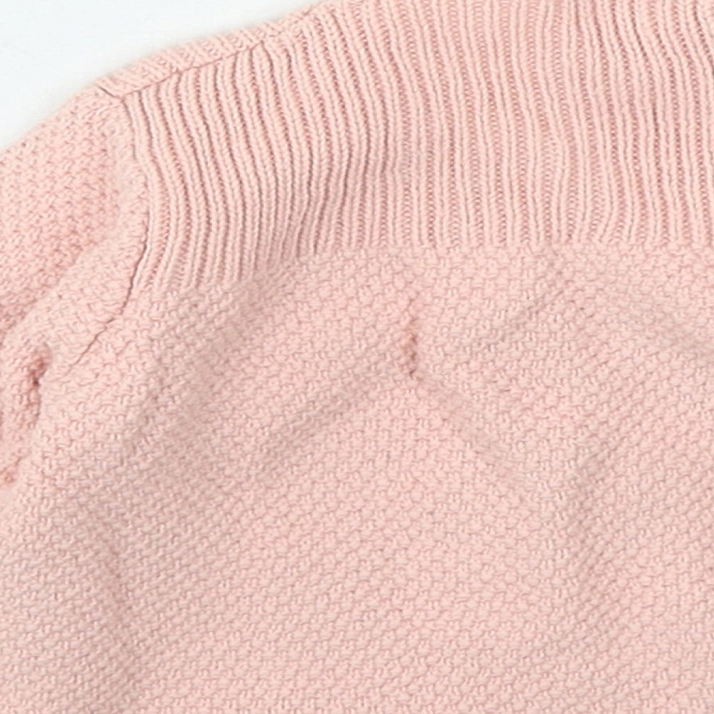 Marks and Spencer Girls Pink Cotton Cardigan Jumper Size 9-12 Months Button