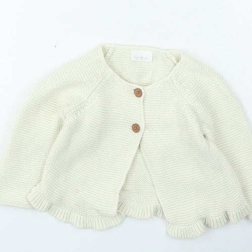 NEXT Girls Beige Cotton Cardigan Jumper Size 12-18 Months Button
