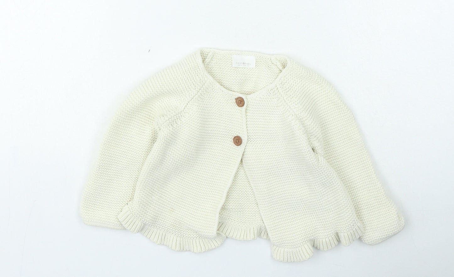 NEXT Girls Beige Cotton Cardigan Jumper Size 12-18 Months Button