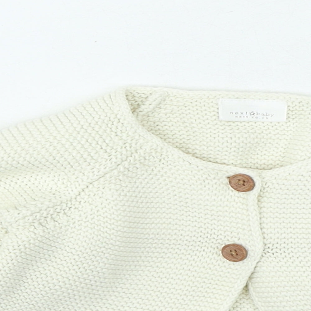 NEXT Girls Beige Cotton Cardigan Jumper Size 12-18 Months Button