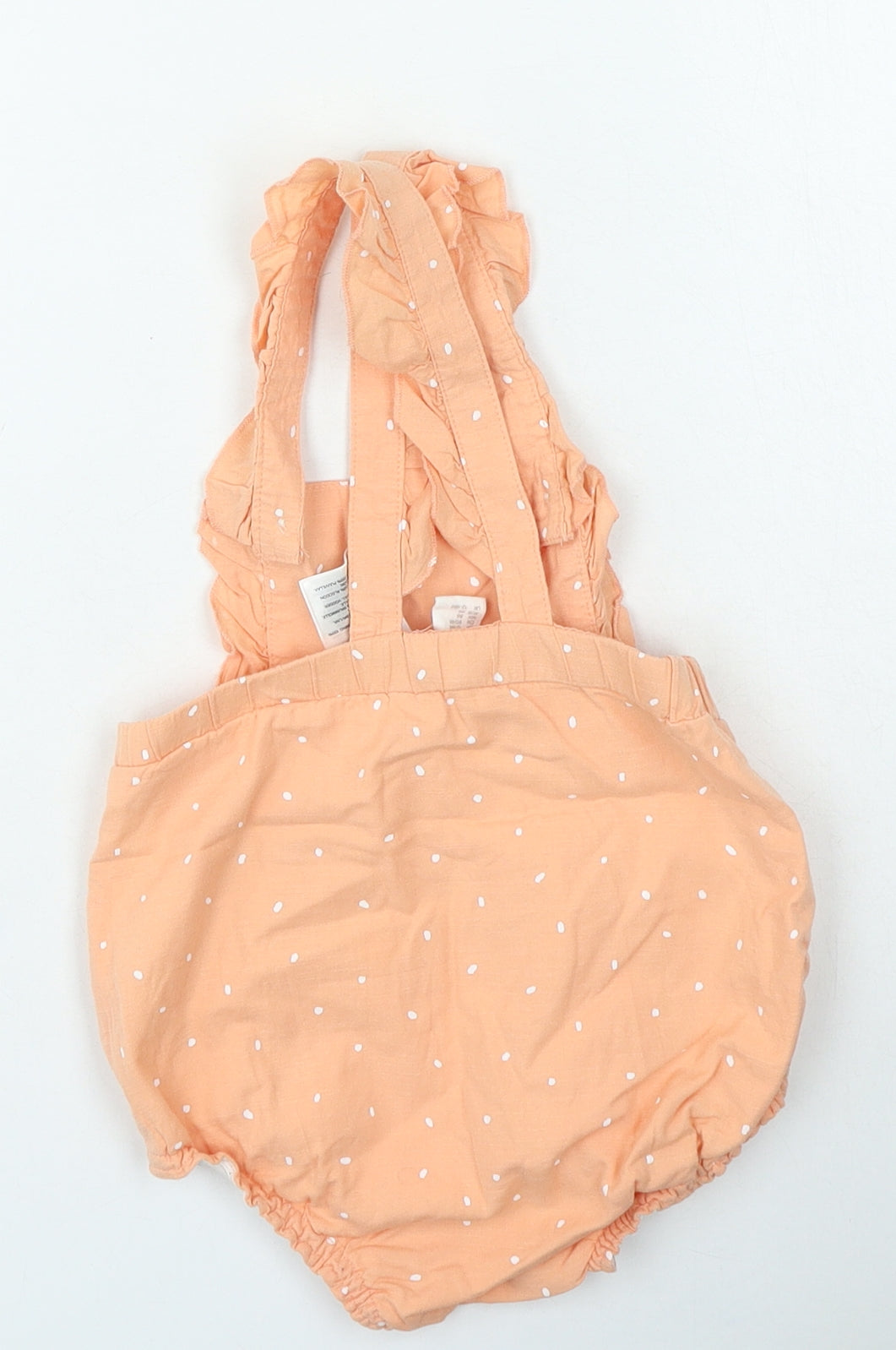 H&M Girls Orange Spotted Cotton Romper Outfit/Set Size 12-18 Months Button