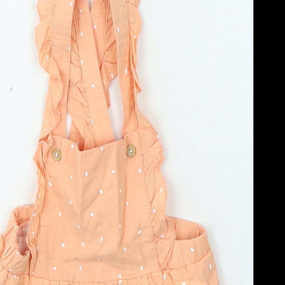 H&M Girls Orange Spotted Cotton Romper Outfit/Set Size 12-18 Months Button