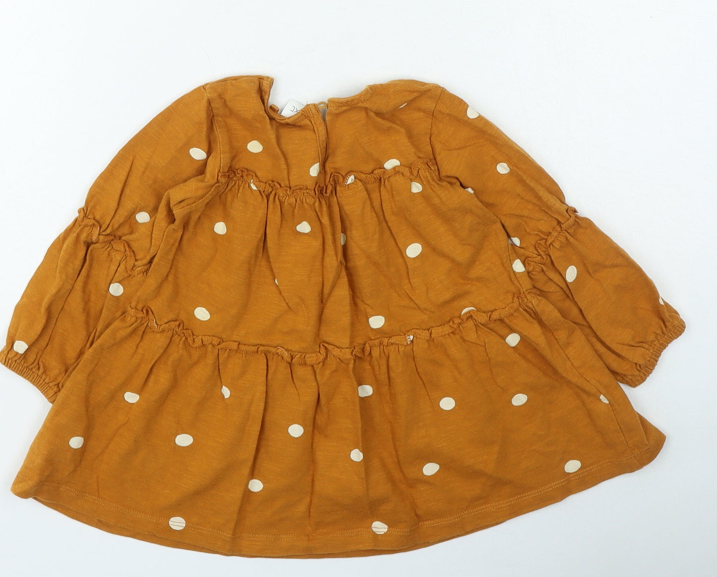 NEXT Girls Brown Spotted Cotton Fit & Flare Size 18-24 Months Round Neck Button
