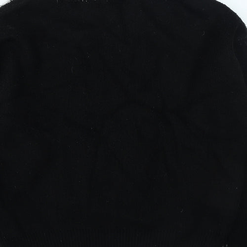 Topshop Womens Black Round Neck Acrylic Pullover Jumper Size XS - Peace Sign