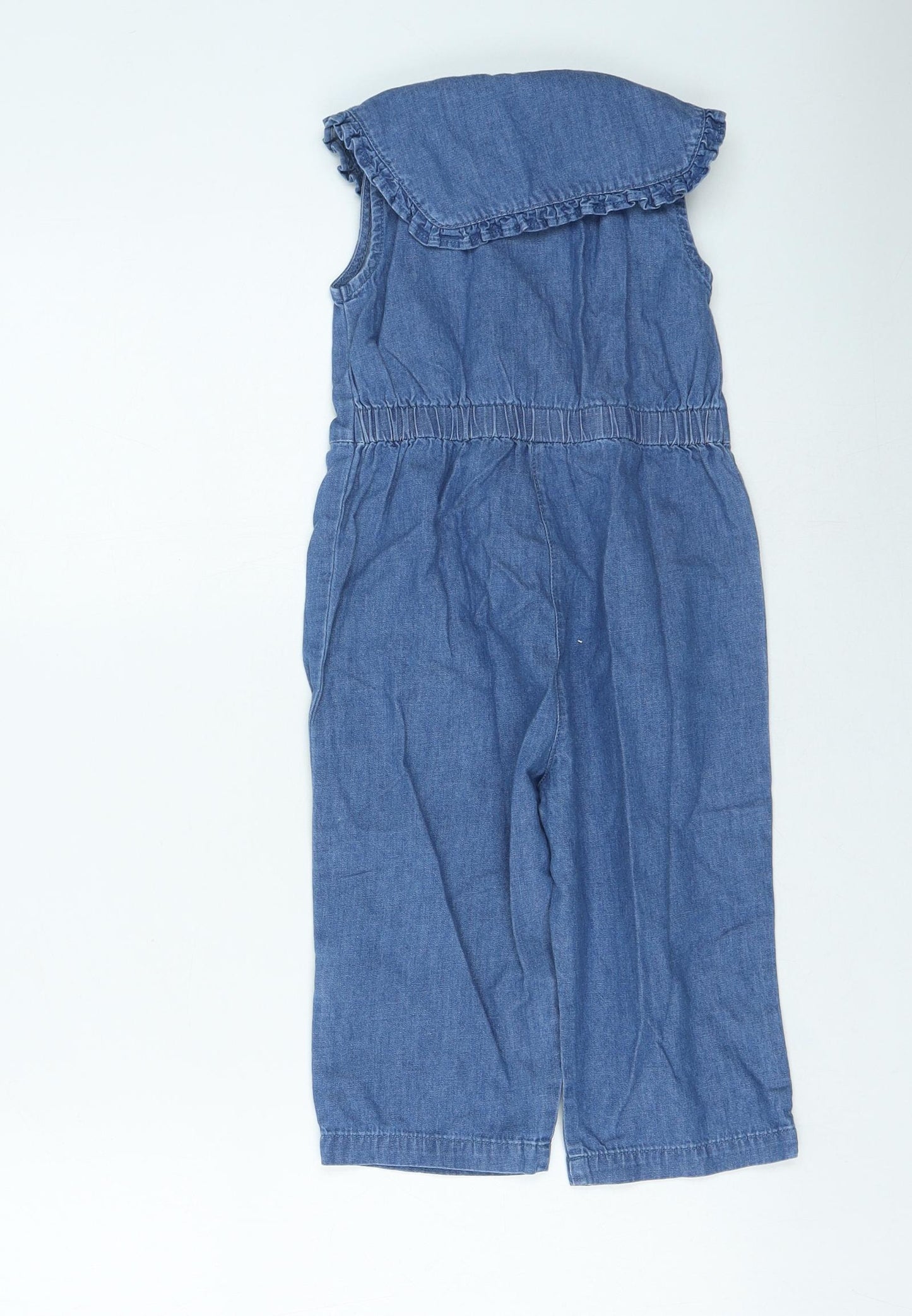 NEXT Girls Blue Cotton Jumpsuit One-Piece Size 2-3 Years Button
