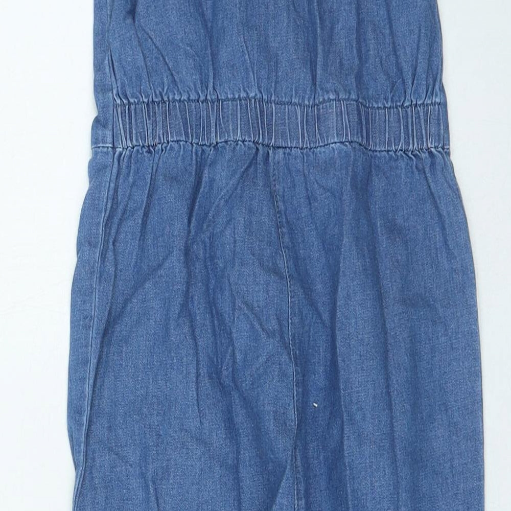 NEXT Girls Blue Cotton Jumpsuit One-Piece Size 2-3 Years Button