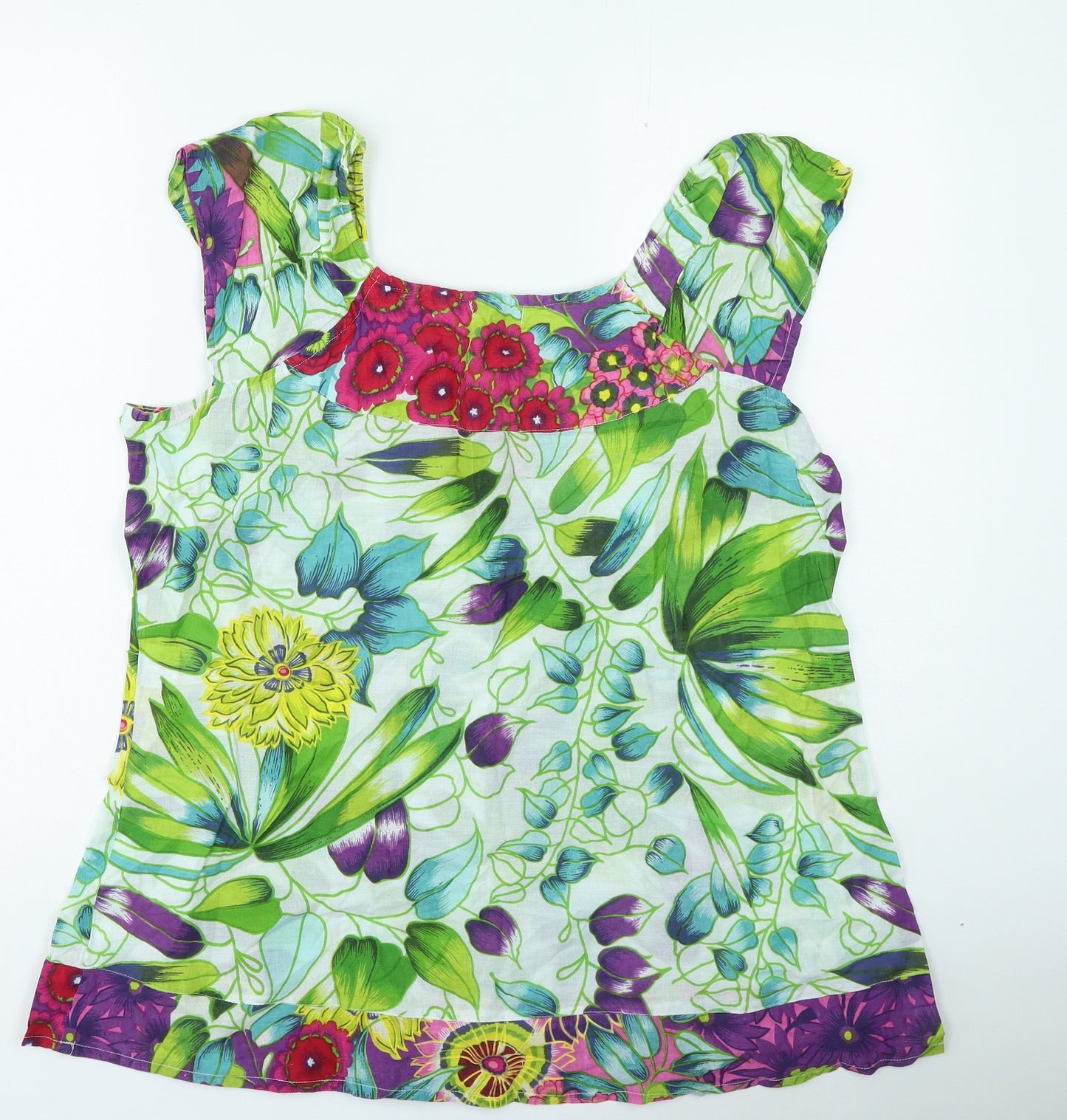 Klass Womens Multicoloured Floral Cotton Basic Tank Size 14 Round Neck