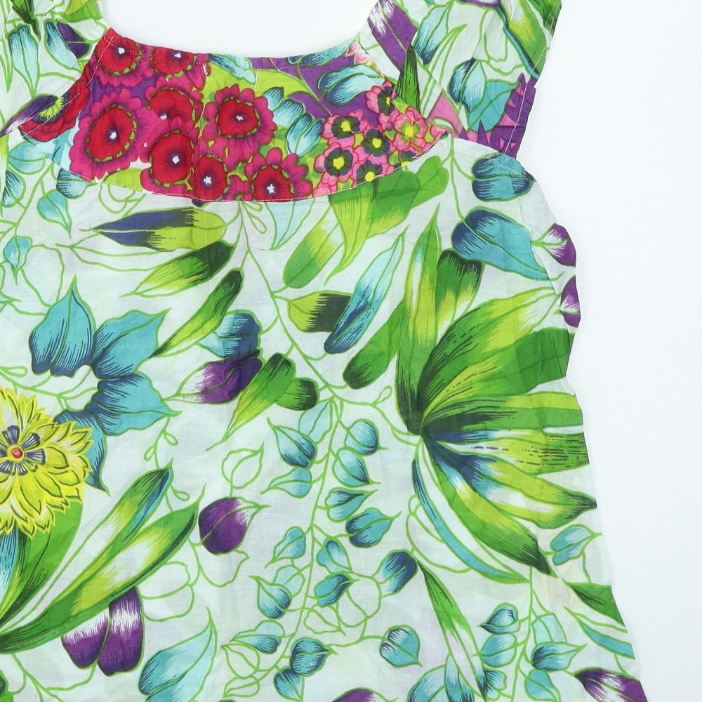 Klass Womens Multicoloured Floral Cotton Basic Tank Size 14 Round Neck