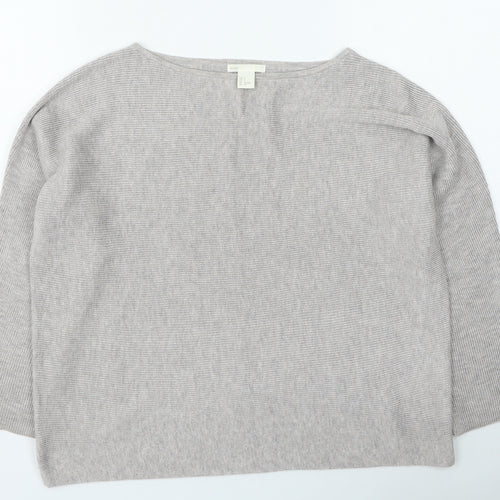 H&M Womens Beige Round Neck Polyester Pullover Jumper Size S