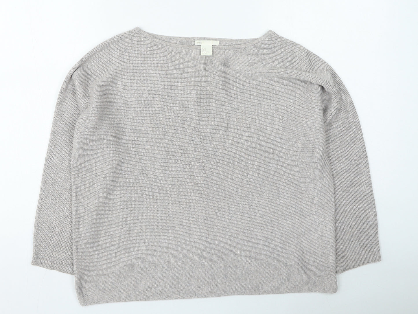 H&M Womens Beige Round Neck Polyester Pullover Jumper Size S